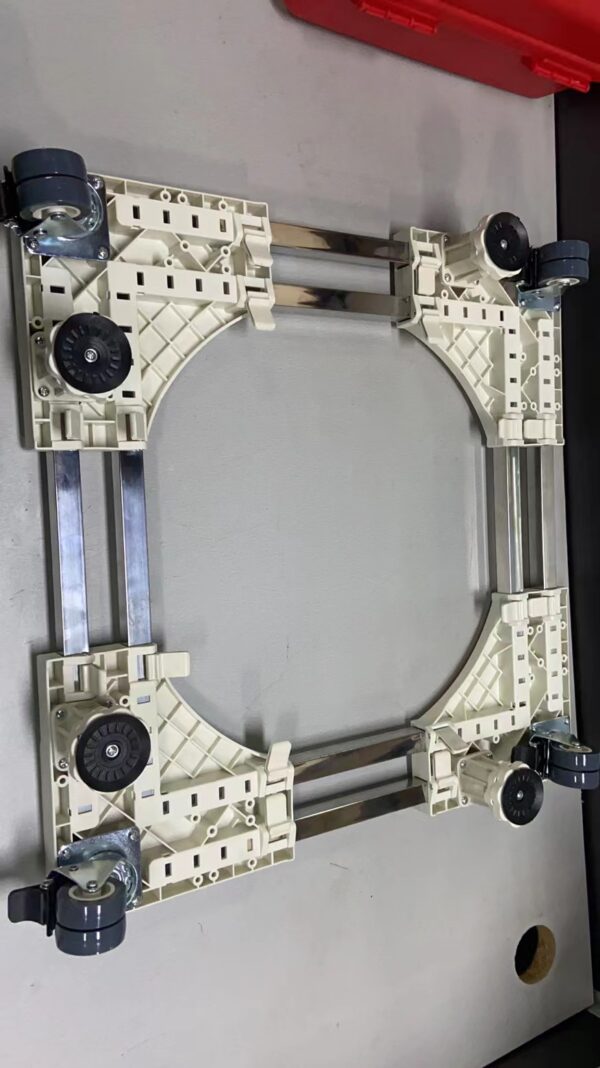 洗濯機 台 DEWEL ねじ作業不要 冷蔵庫 台 キャスター付き置き台 洗濯機パン サイズ調整可能 幅/奥行き:54.5～70.5cm 耐荷重:500kg 伸縮式 目盛り付き 排水パン ドラム式 全自動対応 3重振動異音防止