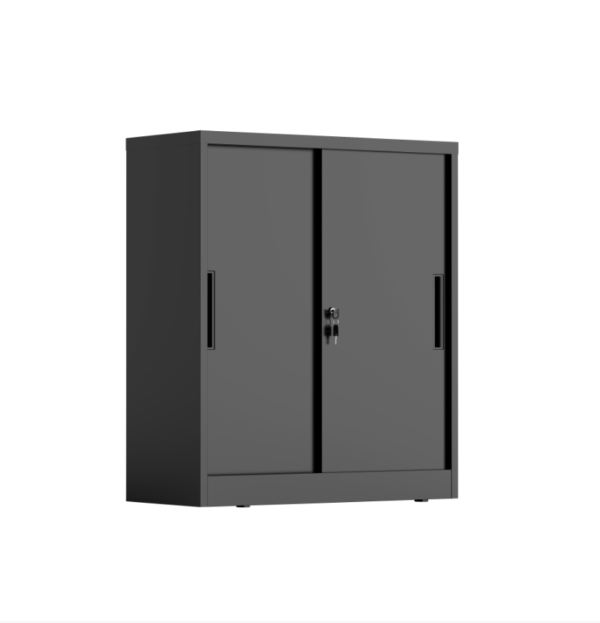 【送料無料・オフィス収納・完成品】】DEWEL 完成品 ロッカー スチール 引戸 書庫 RoHS 鍵付 業務用 幅900mm 3段 収納  オフィス/事務所/学校 引き違い書庫 スチールキャビネット 可動棚  収納庫 法人/個人事業主様向け 奥行400×高さ1050mm