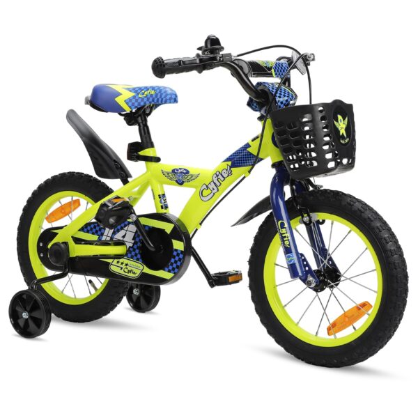 DEWEL 子供用自転車 高炭素鋼フレーム／取り外し可能補助輪／チェンカバー／滑り止めペダル／防滑タイヤ／泥除けフェンダー／カゴ付き 安全 丈夫 組み立て式 お誕生日 プレゼント 幼児 小学生 要組立品 送料無料 Cyfie