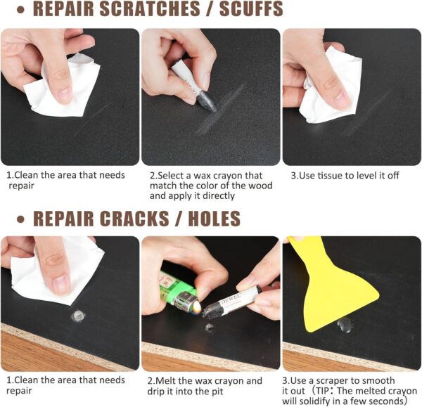 DEWEL Wood Filler, Wax Pen, Wood Floor Scratch Remover, Wood Repair kit, Wood Markers, Touch up Paint pens for Walls，Furniture pens for Scratches, Wood Stain Pen, Furniture Polish - Image 2