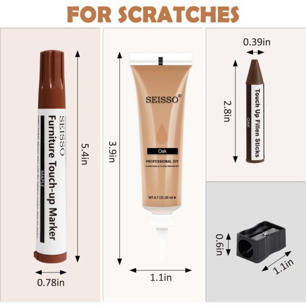 DEWEL Wood Filler, Wax Pen, Wood Floor Scratch Remover, Wood Repair kit, Wood Markers, Touch up Paint pens for Walls，Furniture pens for Scratches, Wood Stain Pen, Furniture Polish - Image 3