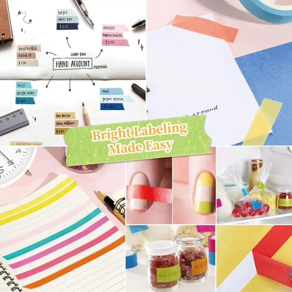 DEWEL Colored Masking Tape, Rainbow Painter Tape, Washi Tape Set, 1 in. x 22 yd., 6 Pack - Image 7