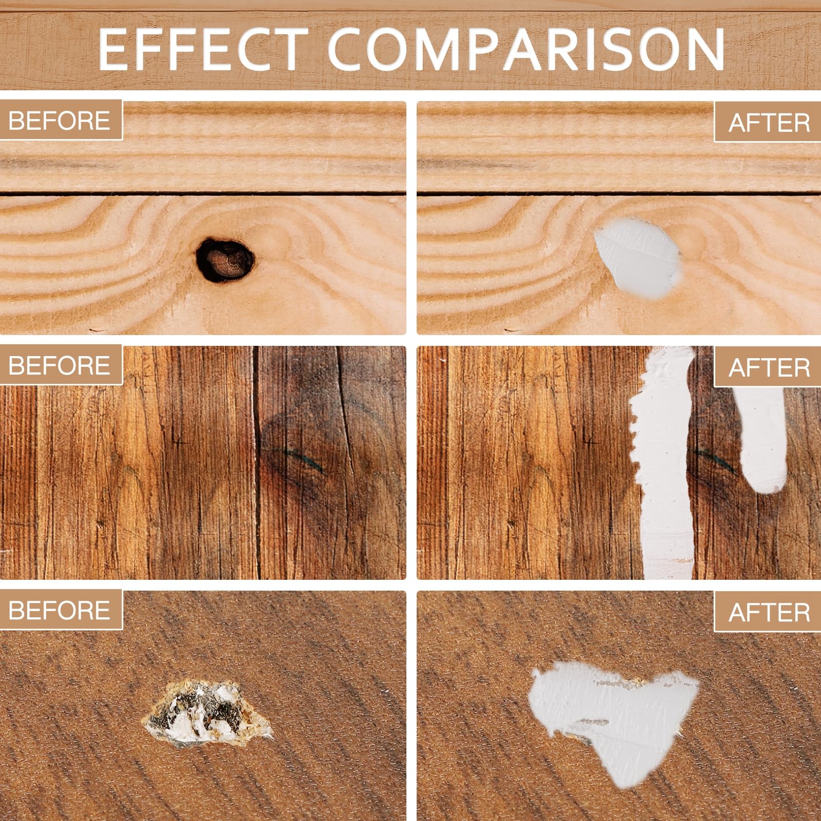 DEWEL Holzkitt 200g, weißer Reparaturkitt, zum Füllen von tiefen Löchern und Kratzern in Holzmöbeln, Rissreparaturkitt zur Restaurierung - Image 2